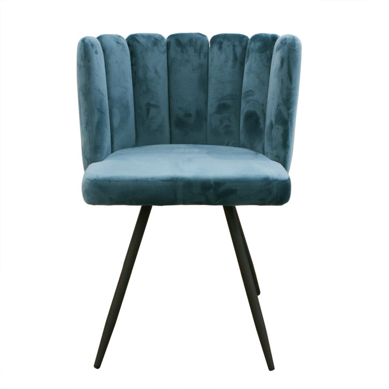 Lot De 2 Chaises En Velours Ariel Bleu Home Deco Factory