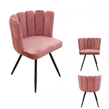 Lot De 2 Chaises En Velours Ariel Rose Home Deco Factory
