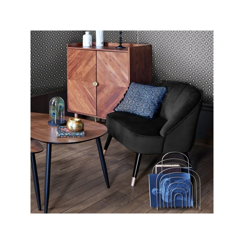 Lot De 2 Fauteuil Velours Naova NOIR Atmosphera