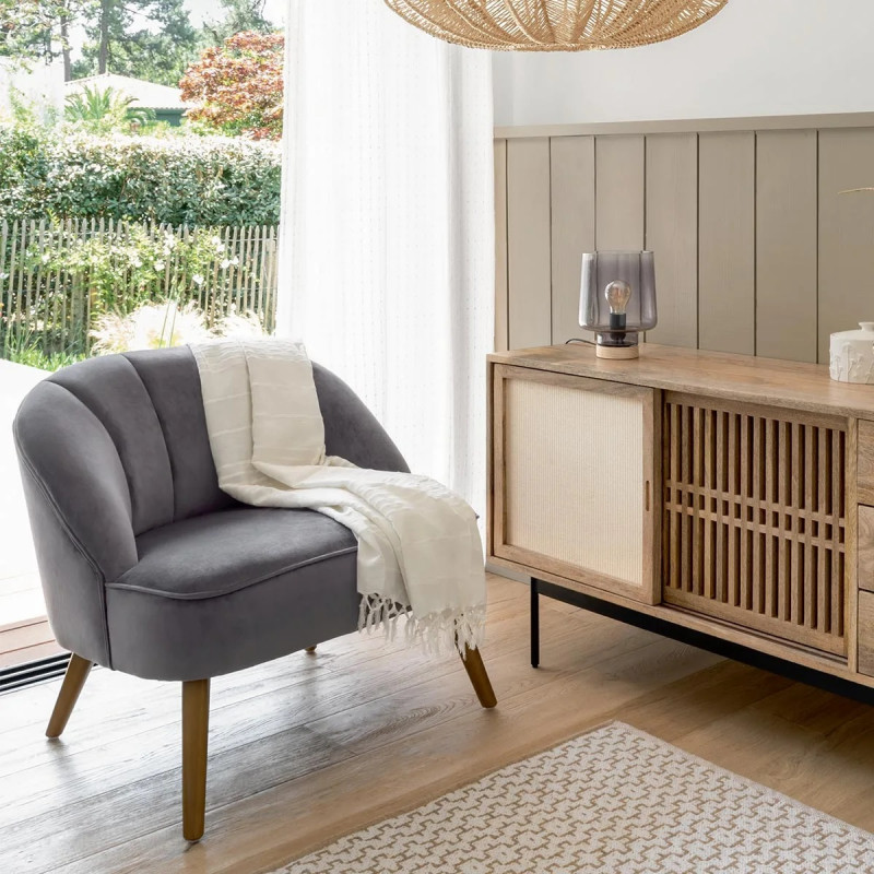 Lot De 2 Fauteuil Velours Naova GRIS Atmosphera