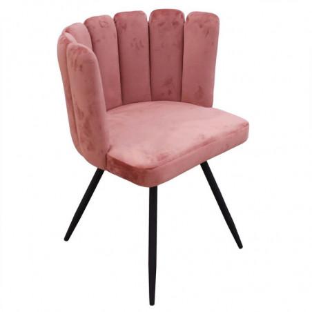Lot De 4 Chaises En Velours Ariel Rose Home Deco Factory