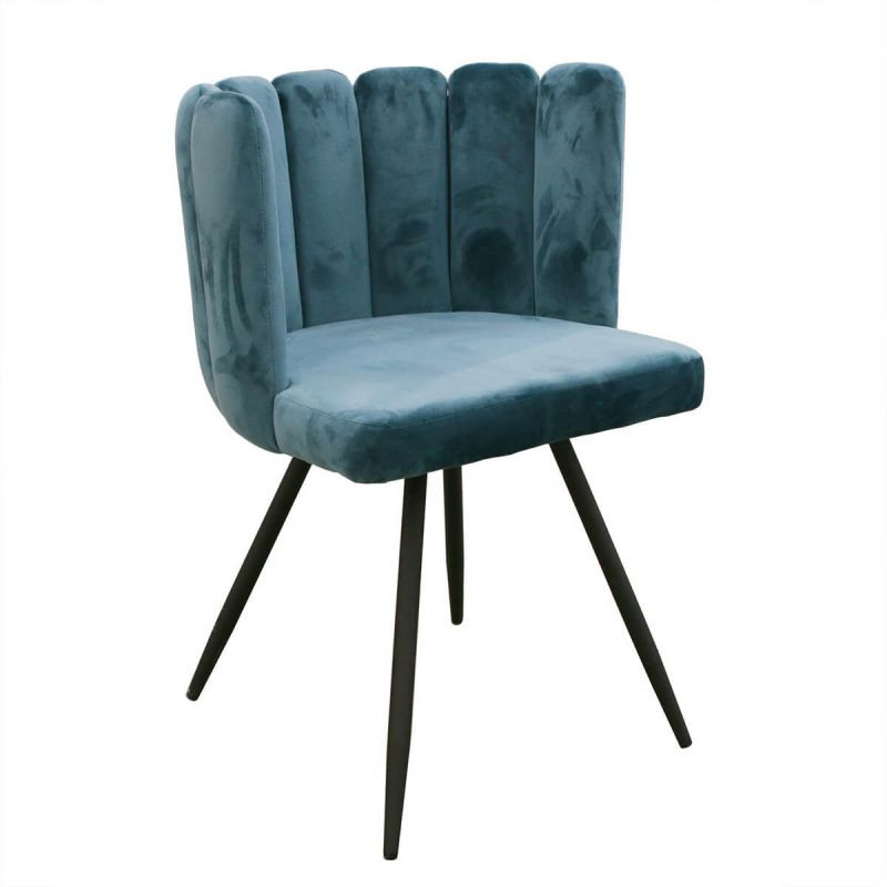 Lot De 6 Chaises En Velours Ariel Bleu Home Deco Factory