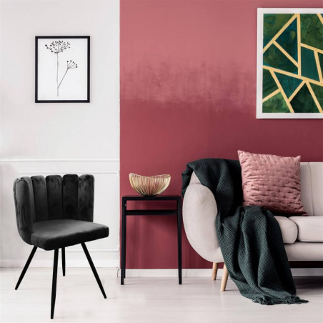 Lot De 4 Chaises En Velours Ariel Noir Home Deco Factory