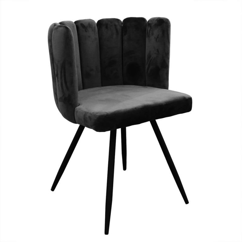 Lot De 4 Chaises En Velours Ariel Noir Home Deco Factory