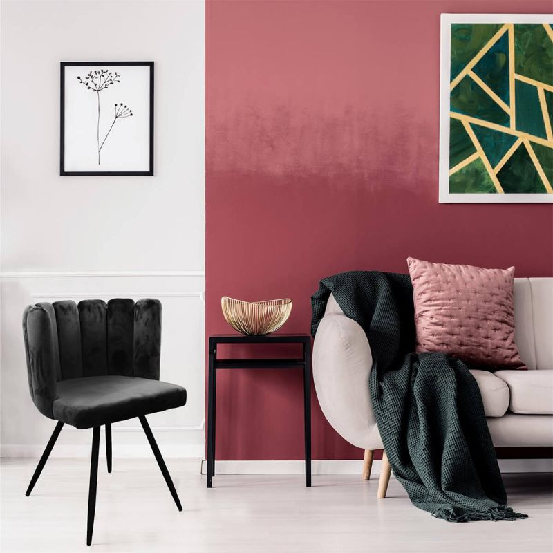Lot De 6 Chaises En Velours Ariel Noir Home Deco Factory