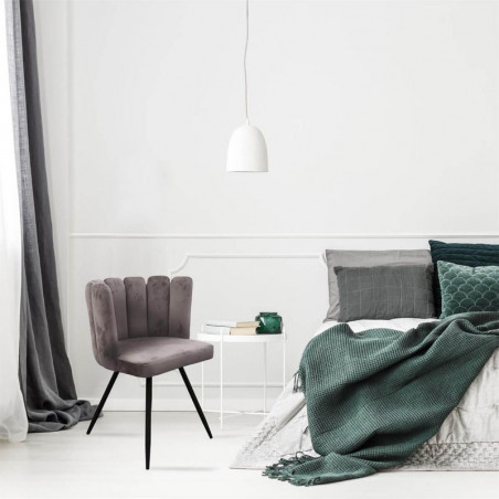 Lot De 4 Chaises En Velours Ariel Gris Home Deco Factory