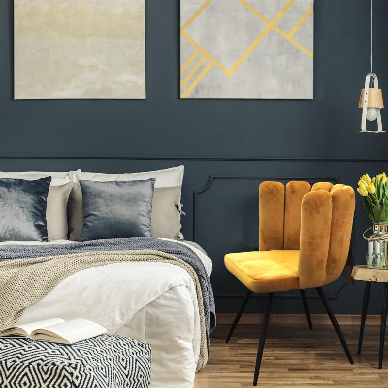 Lot De 4 Chaises En Velours Ariel Jaune Home Deco Factory