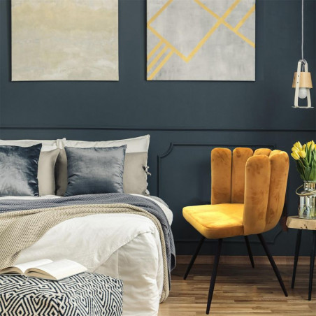 Lot De 6 Chaises En Velours Ariel Jaune Home Deco Factory