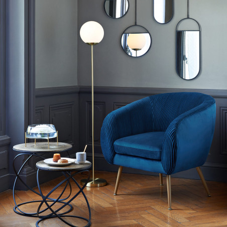 Lot de 2 Fauteuils Velours Plissé Bleu Solaro Atmosphera