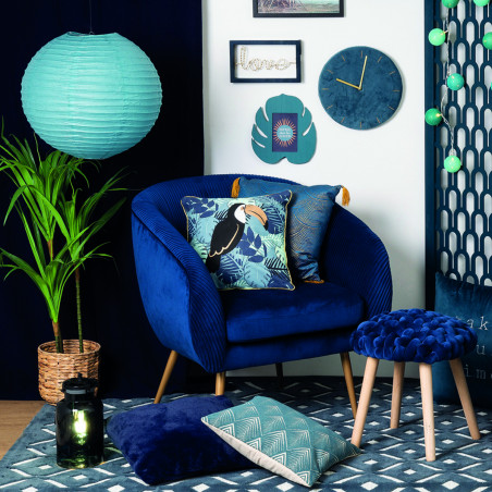 Lot de 2 Fauteuils Velours Plissé Bleu Solaro Atmosphera