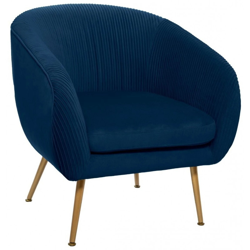 Lot de 2 Fauteuils Velours Plissé Bleu Solaro Atmosphera