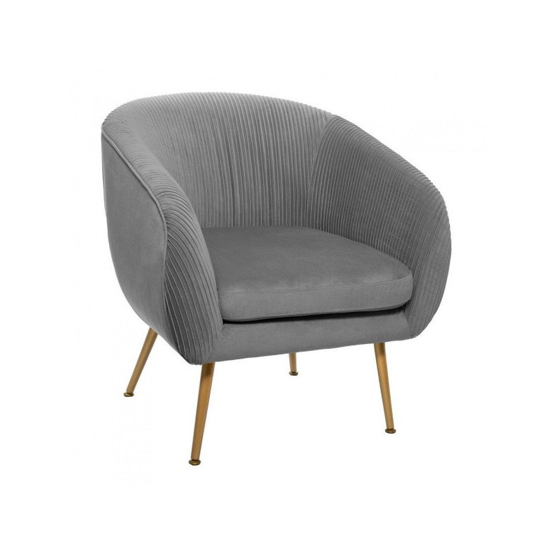 Lot de 2 Fauteuils Velours Plissé Gris Solaro Atmosphera