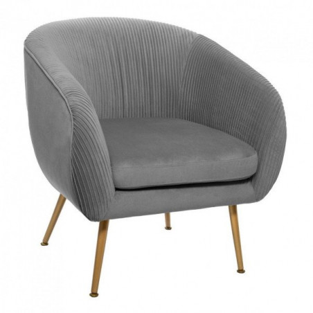 Lot de 2 Fauteuils Velours Plissé Gris Solaro Atmosphera