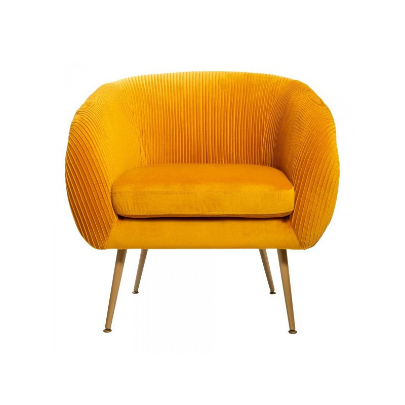 Lot de 2 Fauteuils Velours Plissé Jaune Solaro Atmosphera