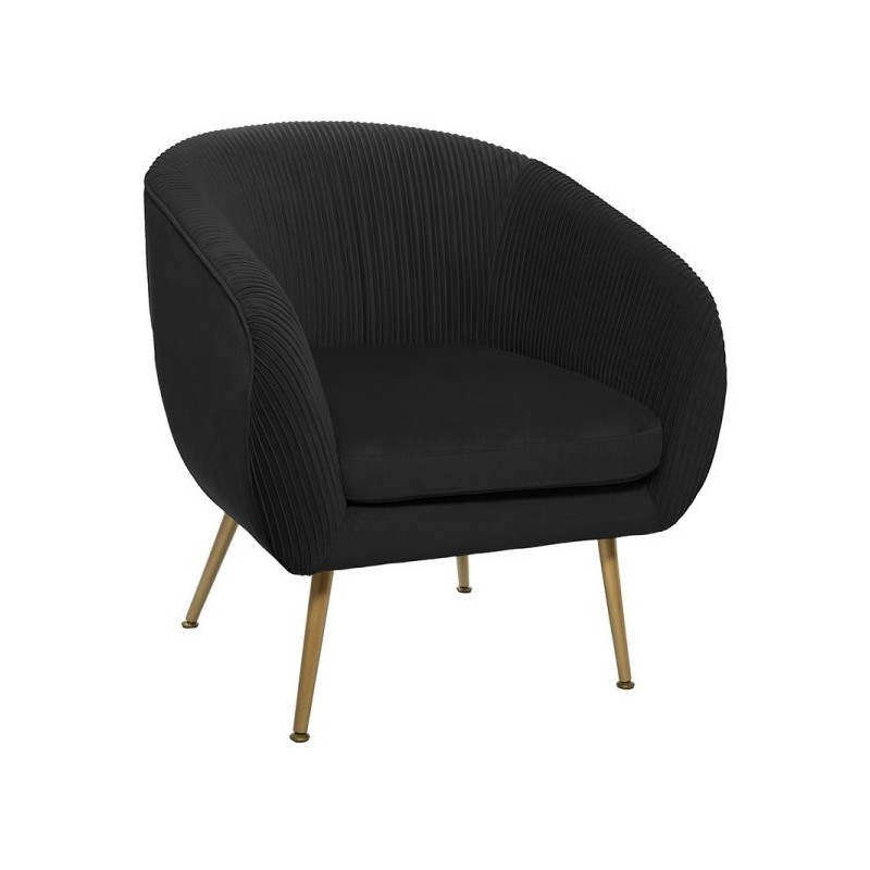 Lot de 2 Fauteuils Velours Plissé Noir Solaro Atmosphera
