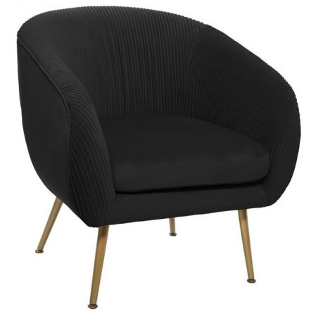 Lot de 2 Fauteuils Velours Plissé Noir Solaro Atmosphera