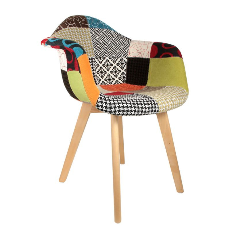 Lot De 4 Fauteuils Patchwork Multicolore Home Deco Factory