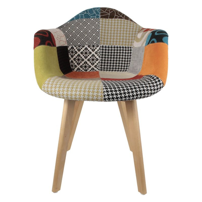 Lot De 6 Fauteuils Patchwork Multicolore Home Deco Factory