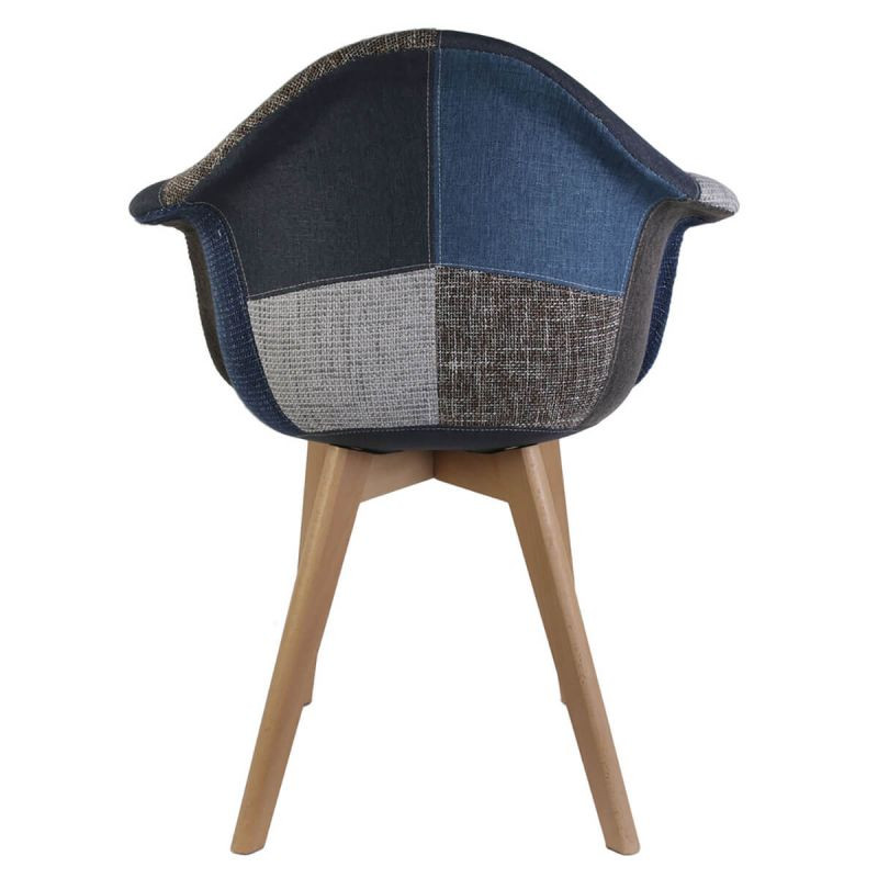 Lot De 4 Fauteuils Patchwork Bleu Gris Home Deco Factory