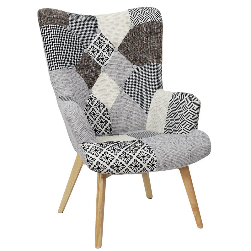 Lot De 2 Fauteuil Helsinki Patchwork Gris Home Deco Factory