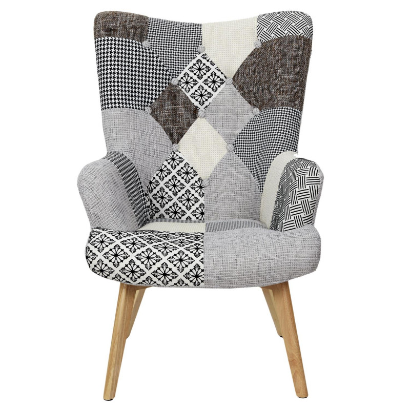 Lot De 2 Fauteuil Helsinki Patchwork Gris Home Deco Factory