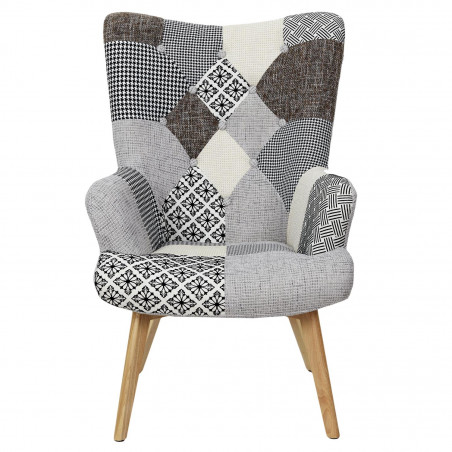 Lot De 2 Fauteuil Helsinki Patchwork Gris Home Deco Factory