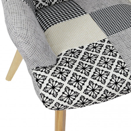 Lot De 2 Fauteuil Helsinki Patchwork Gris Home Deco Factory