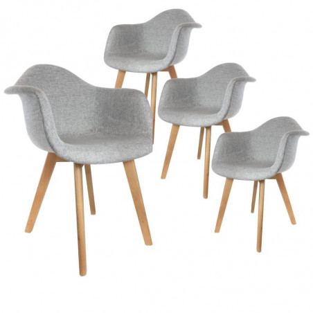 Lot De 4 Fauteuils Scandinaves Gris Home Deco Factory