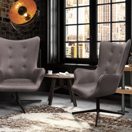 Lot De 2 Fauteuils Helsinki Gris Home Deco Factory 2