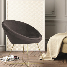 Lot De 2 Fauteuils Velours Karl Gris Home Deco Factory 2