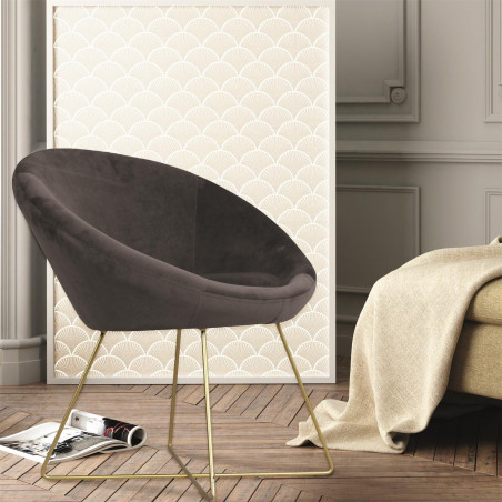 Lot De 2 Fauteuils Velours Karl Gris Home Deco Factory