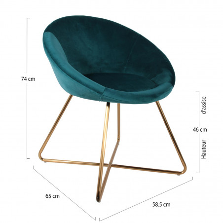 Lot De 2 Fauteuils Velours Karl Bleu Home Deco Factory