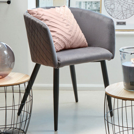 Lot De 4 Fauteuils Velours Marlo Gris Atmosphera