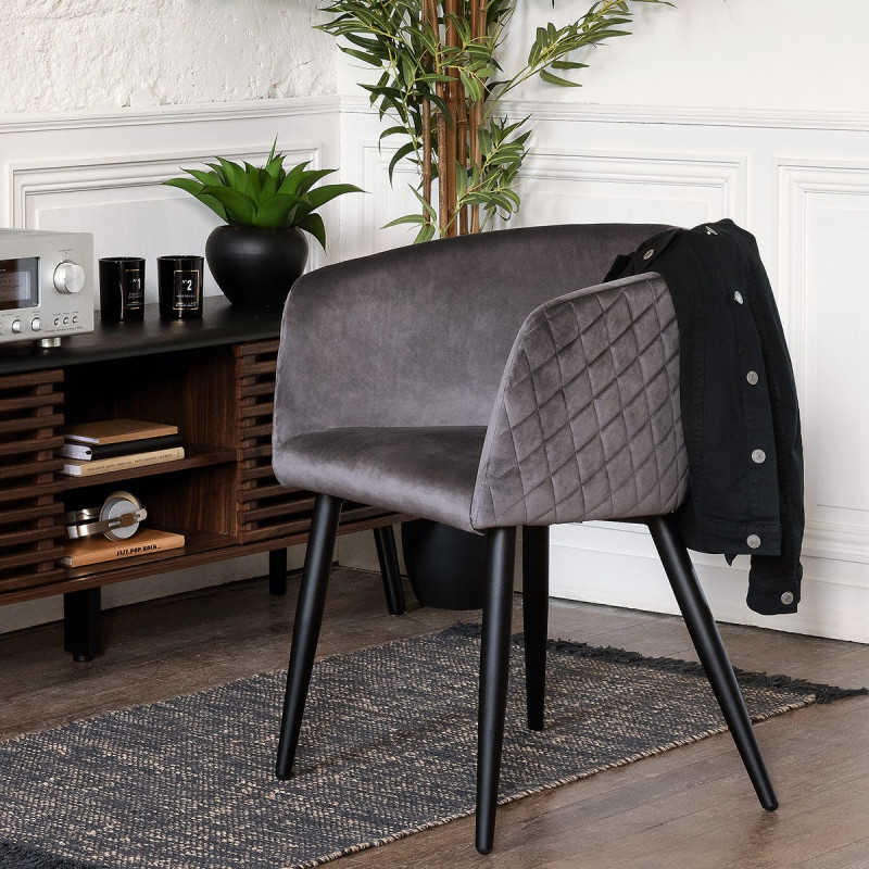 Lot De 6 Fauteuils Velours Marlo Gris Atmosphera