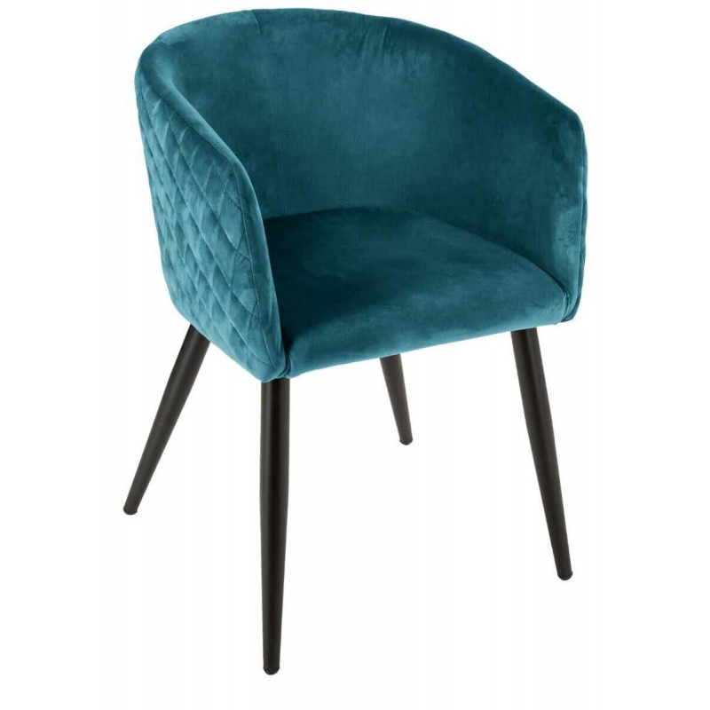 Lot De 6 Fauteuils Velours Marlo Bleus Atmosphera