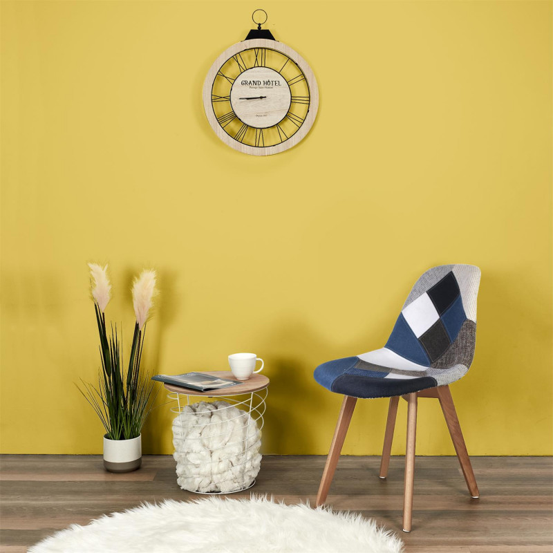 Lot de 2 Chaises Patchwork Bleu Gris Home Deco Factory