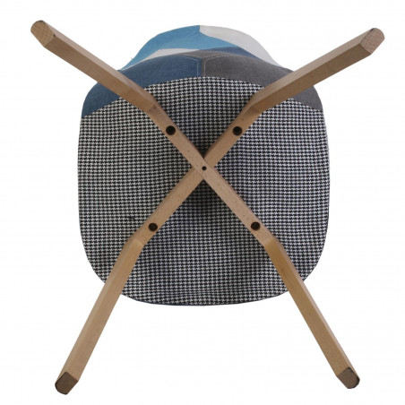 Lot de 4 Chaises Patchwork Bleu Gris Home Deco Factory