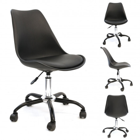 Lot de 2 Chaises A Roulettes Kiruna Noires Home Deco Factory