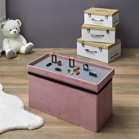 Coffre Banc Pliable Brique Rose Home Deco Kids