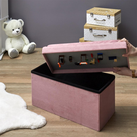 Coffre Banc Pliable Brique Rose Home Deco Kids