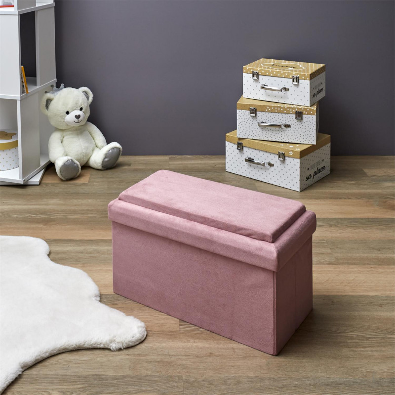 Coffre Banc Pliable Brique Rose Home Deco Kids