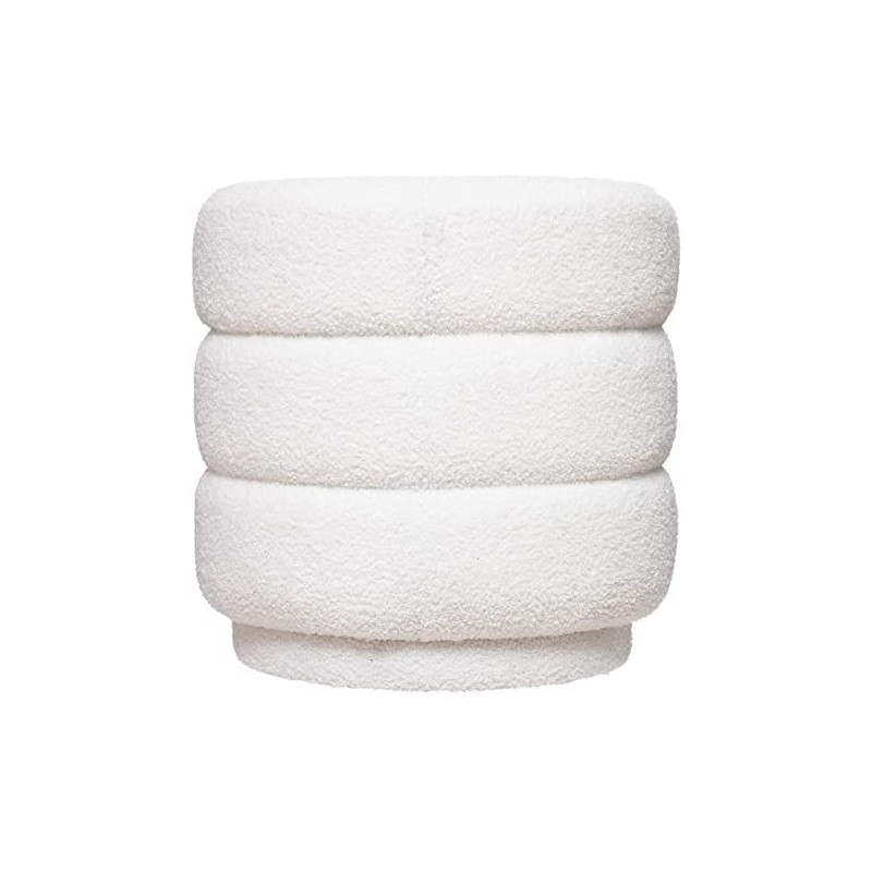 Pouf Velours Blanc Sinan Atmosphera