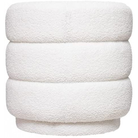 Pouf Velours Blanc Sinan Atmosphera