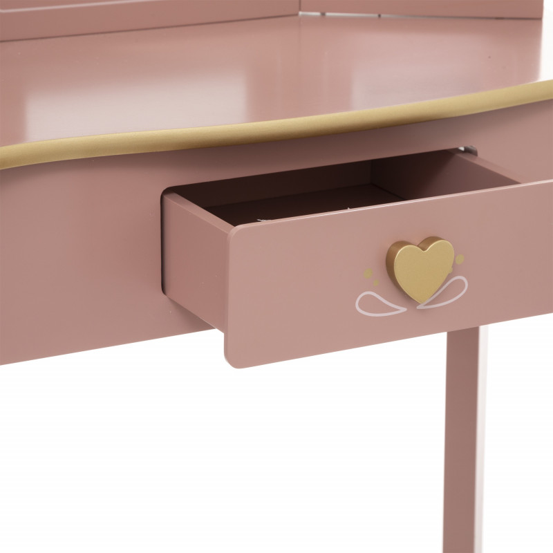 Coiffeuse Avec Tabouret Sissi Pour Enfant Rose Atmosphera
