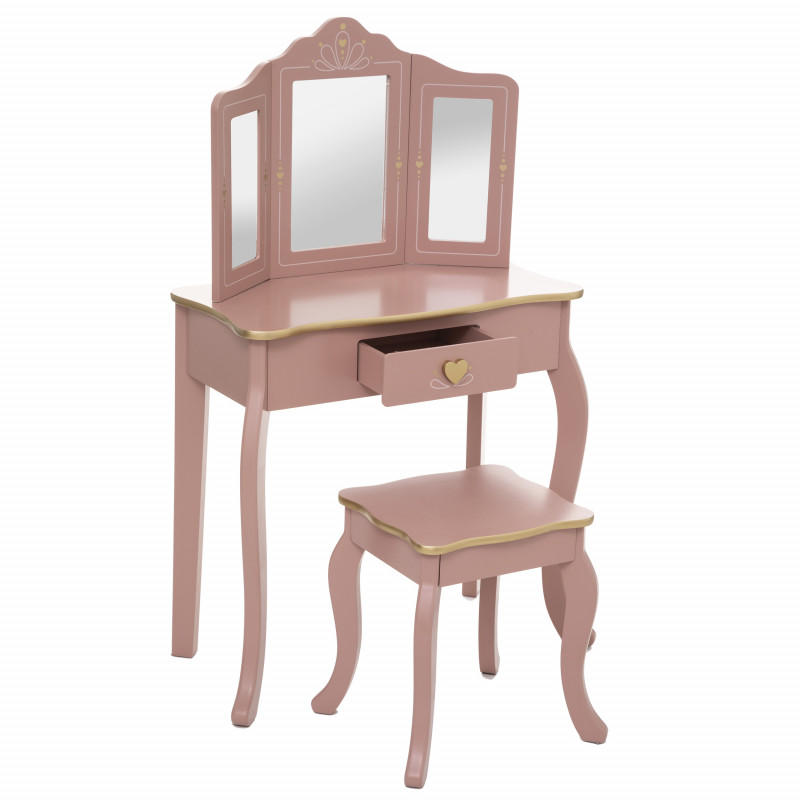 Coiffeuse Avec Tabouret Sissi Pour Enfant Rose Atmosphera
