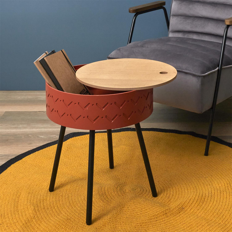 Table Coffre Eugenie Rouge Brique Home Deco Factory