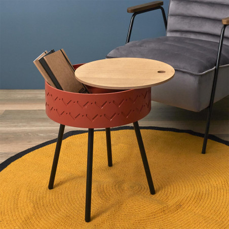 Table Coffre Eugenie Rouge Brique Home Deco Factory