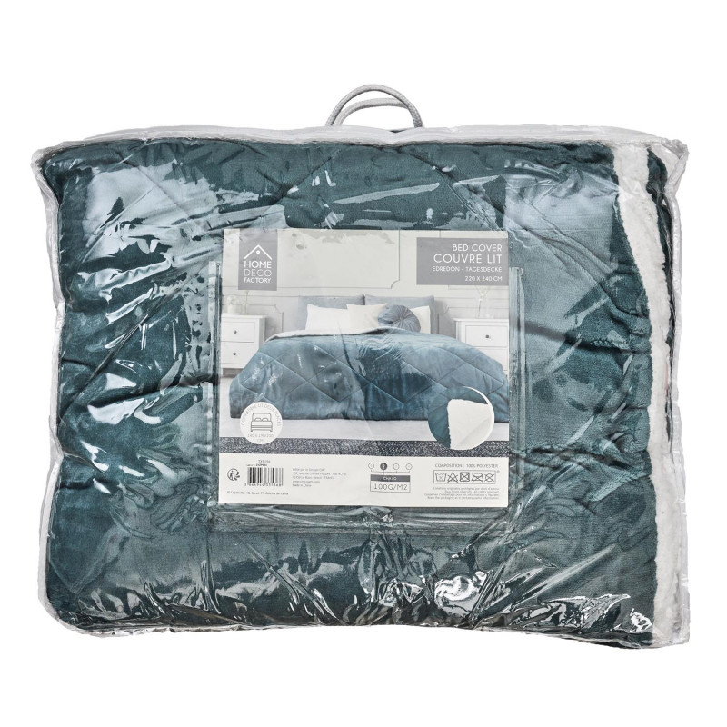Couvre Lit Flanelle Sherpa Vert Home Deco Factory