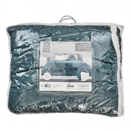 Couvre Lit Flanelle Sherpa Vert Home Deco Factory