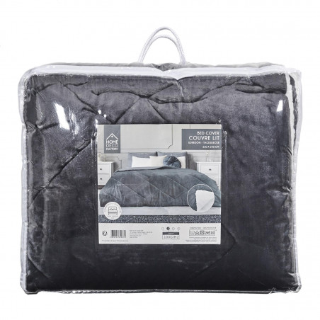 Couvre Lit Flanelle Sherpa Gris Home Deco Factory